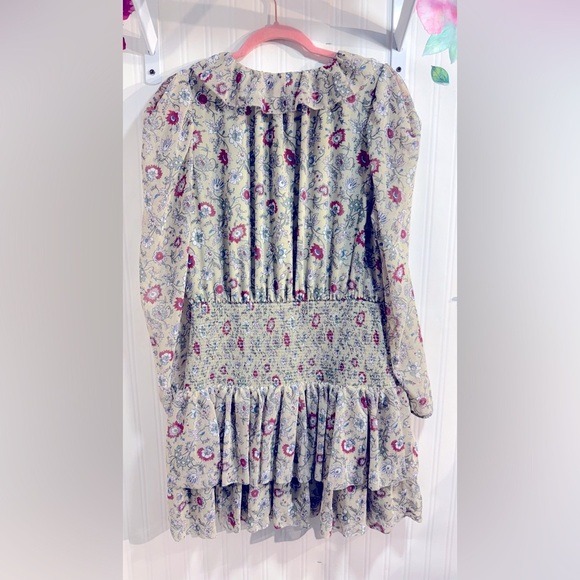 Aritzia Wilfred Poem Dress Floral Print Ruffle Sz L - Picture 9 of 12
